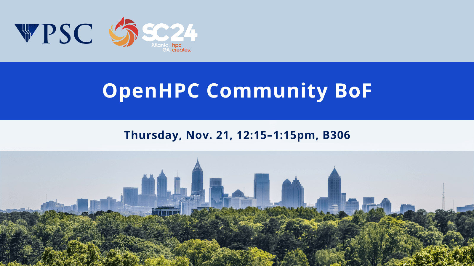 OpenHPC Community BoF. Thursday, Nov. 21, 12:15–1:15pm, B306