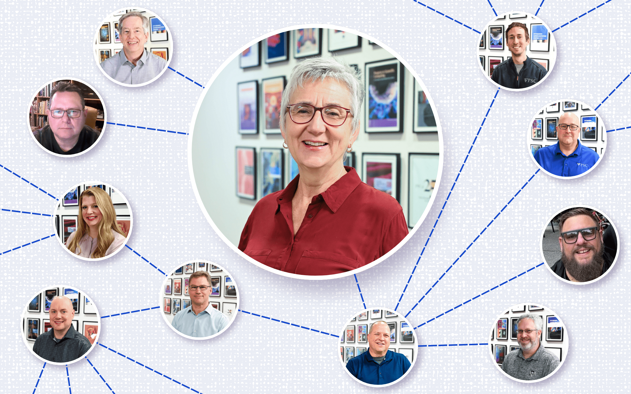 A web-like graphic showing Deb Nigra and her connections with other PSCers. 